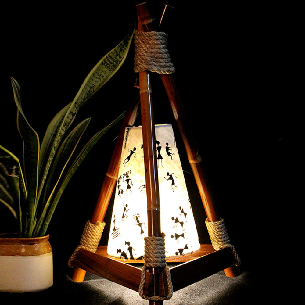 Pyramid Table Lamp  (Tribal Print)