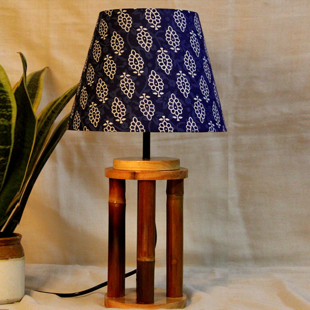 Four Pillar Table Lamp  (Blue)